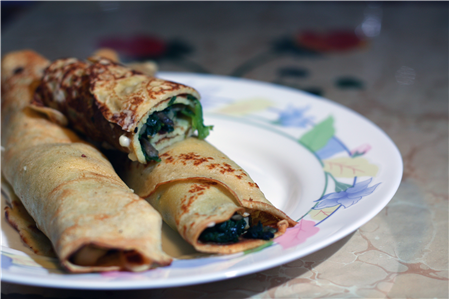 Beşamelli mantarlı ıspanaklı krep